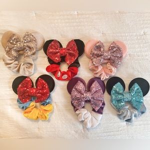 6 pack of Mickey ears scrunchies/ponytail holder